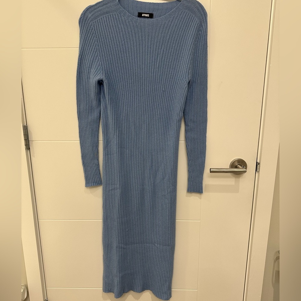Apparis blue wool cashmere sweater dress